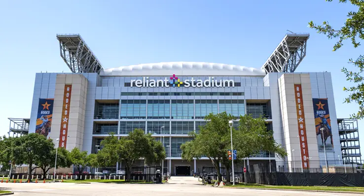 Reliant Stadium front enterance on a sunny day