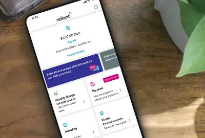 Reliant app bill due date screen