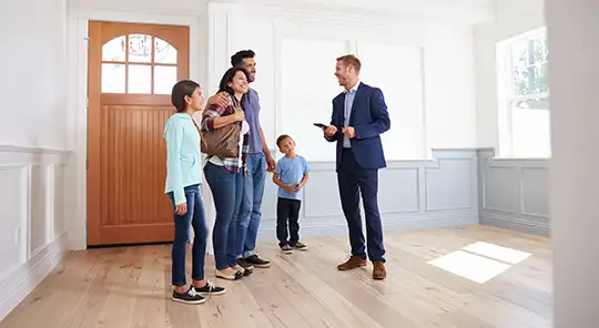 Family touring a residence to rent