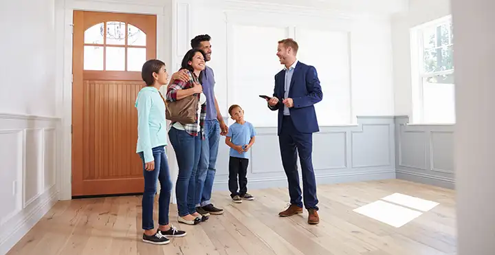 Family touring a residence to rent