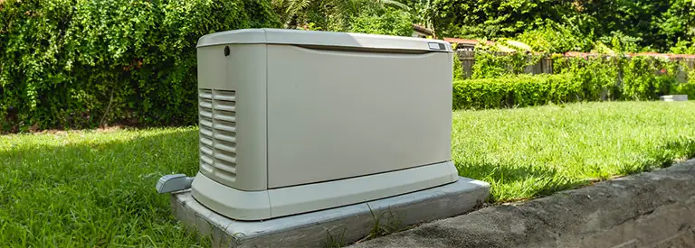 Home generator in the backyard