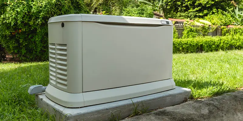 Home generator in the backyard