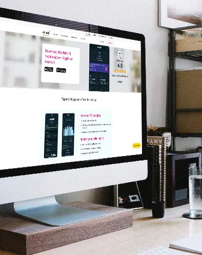 Laptop image of a Reliant webpage promoting the Reliant App