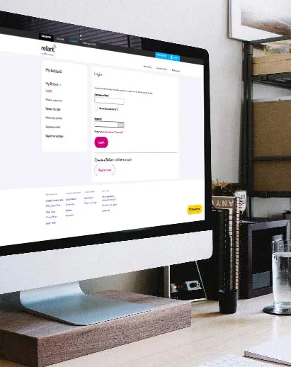 Computer image promoting Reliant's user portal