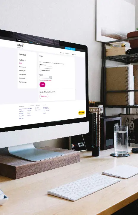 Computer image promoting Reliant's user portal