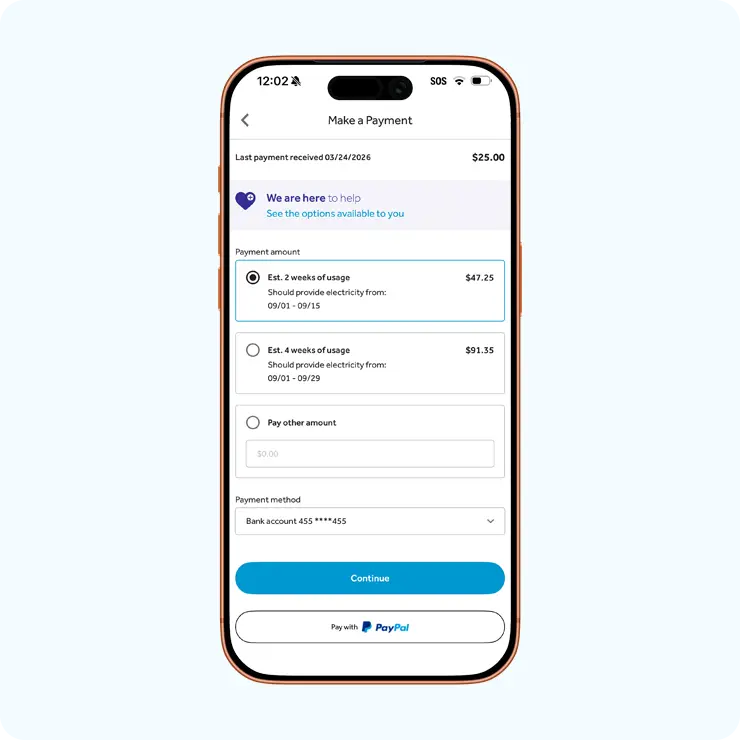 Reliant app phone screen showing reload