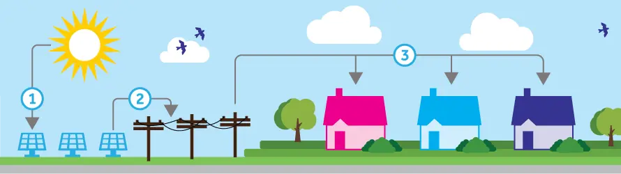 Infographic explaining how solar farms work