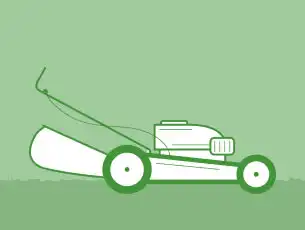 Illustration of a lawnmower in the color green