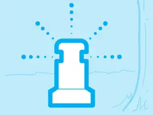 Illustration of a ground sprinkler in the color blue