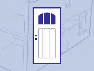 Illustration of a home door in the color violet