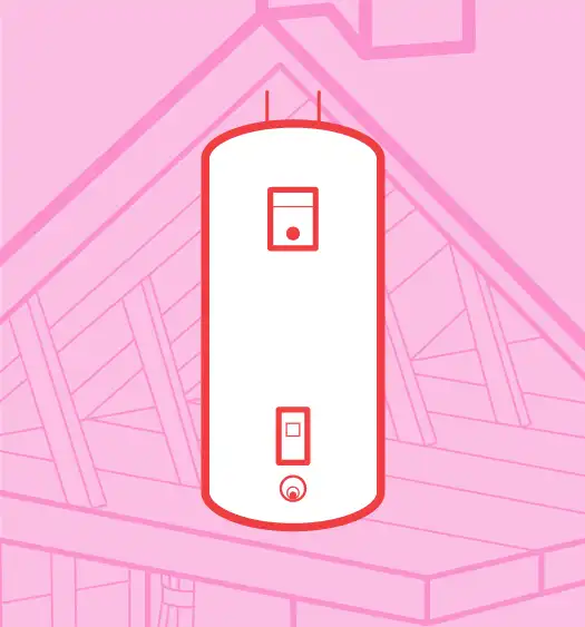 Illustration of an attic water heater