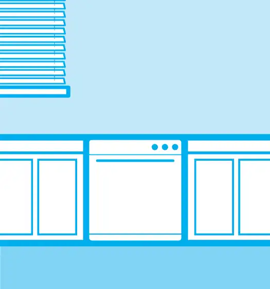 Illustration of a kitchen dishwasher