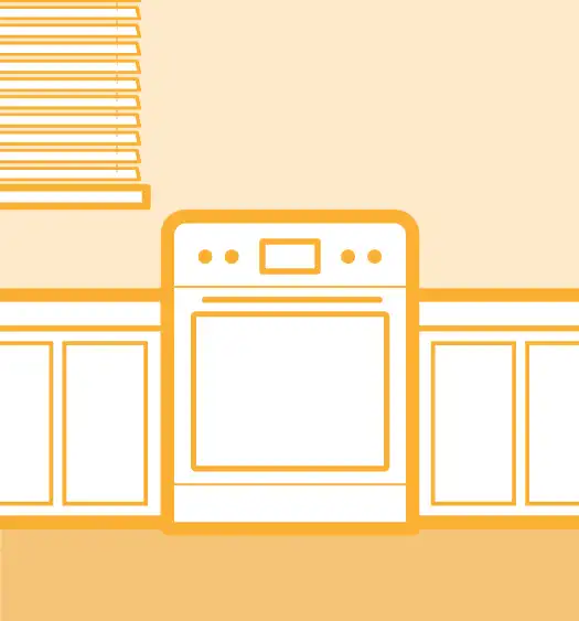 Illustration of a kitchen stove counter