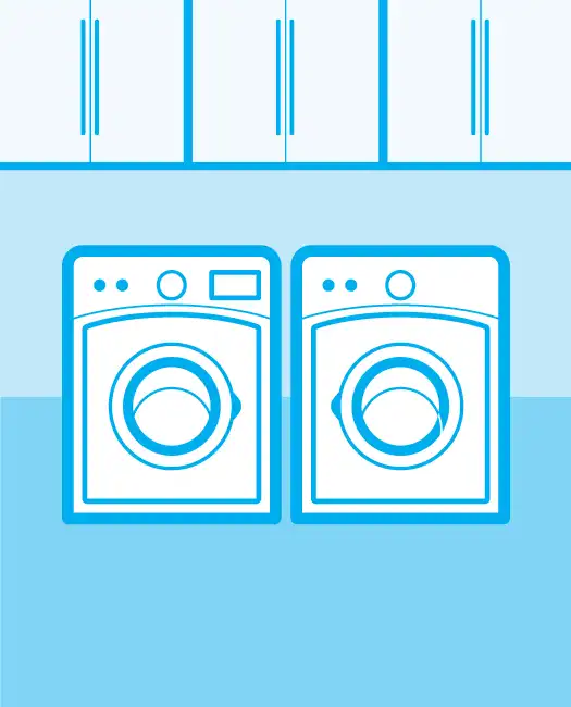 Illustration of a laundry and dryer machine
