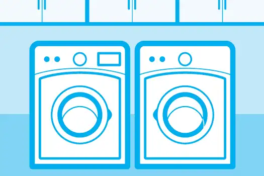 Illustration of a laundry and dryer machine