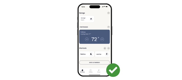 image of vivint app on thermostat screen