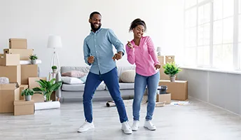 Couple dancing while moving