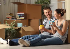 First time homebuyers taking time to drink coffee