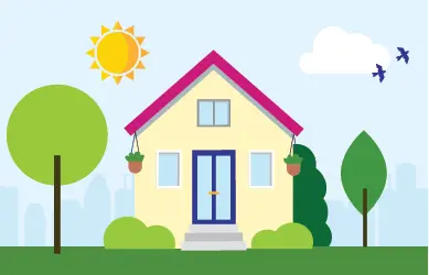 illustration of a home on a sunny day
