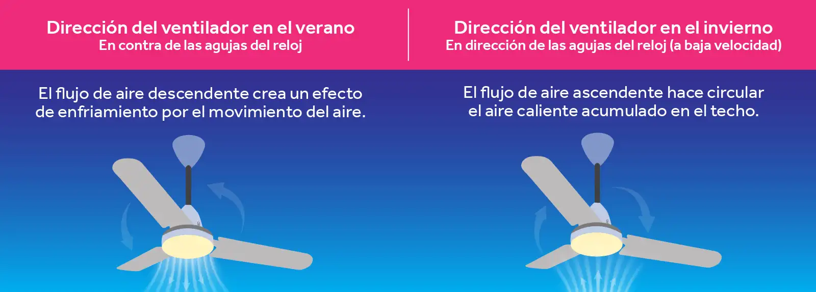 Infographic of how to change your fan direction