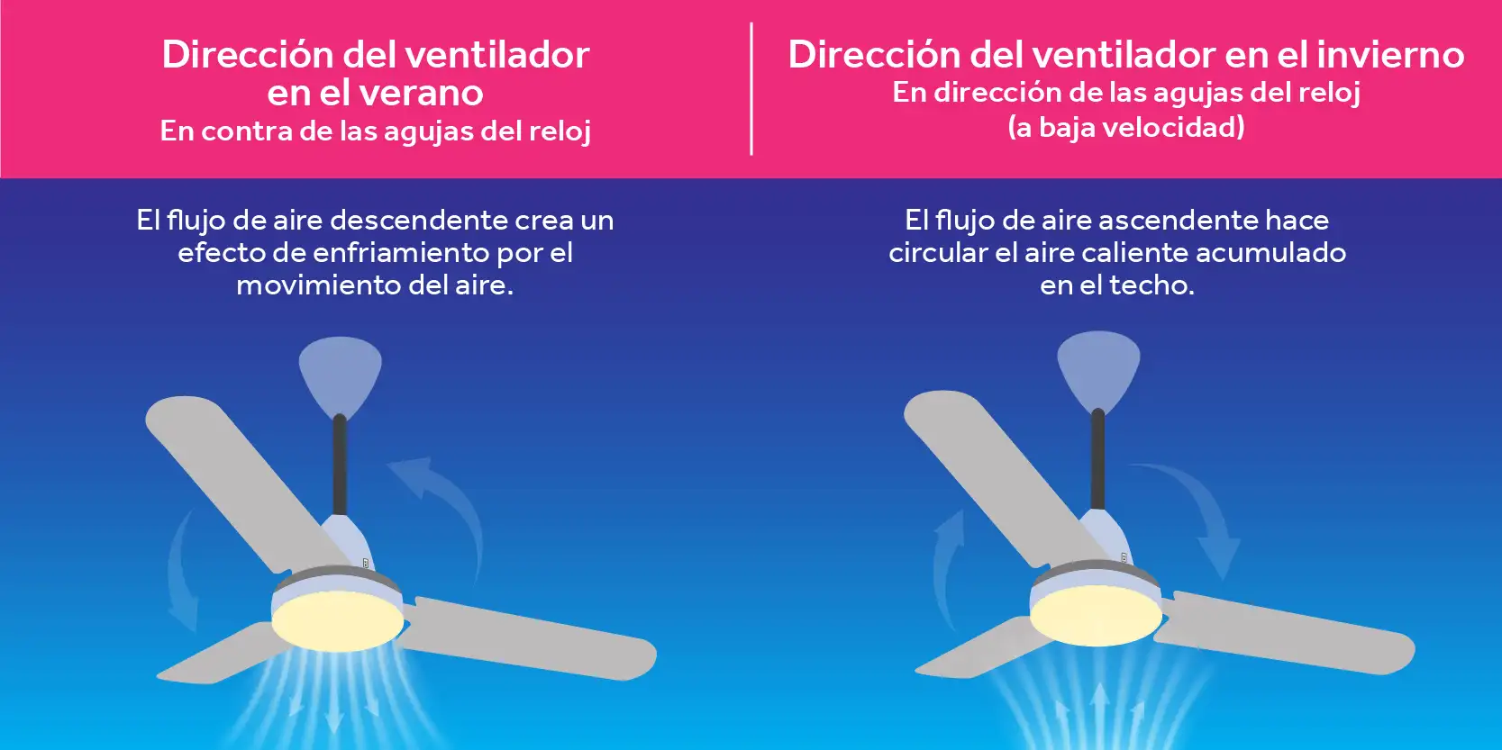 Infographic of how to change your fan direction