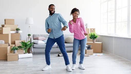 Couple dancing while moving